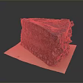 Decadent Red Cake Slice With Marble Swirl And Crunchy Nut Base