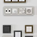 Modern Electrical Switch Panels With Various Designs Colors And Socket Functions 3d model