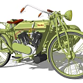 Vintage Green Motorcycle With Red Seat Twin Cylinder Engine Retro Classic Design