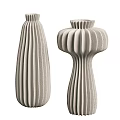 Two Modern Textured Ceramic Vases With Sculptural Design For Home Decor