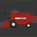 Red Combine Harvester With Front Cutting Header And Cab Agricultural Machinery