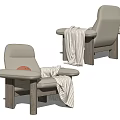 Cozy Modern Single Sofa With Light Upholstery Wooden Legs And Striped Throw Blanket