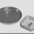 Silver Round Metal Tray And White Square Box For Pins Storage 3d model