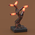 Unique Tree Shaped Decorative Lamp With Illuminated Branches Cracked Texture And Square Base 3d model