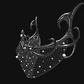 Ornate Metallic Hat with Intricate Mesh Pattern and Pearl Accents Vintage Inspired Design