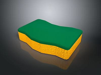 Household Cleaning Sponge With Green Top And Yellow Bottom For Daily Use 3d model