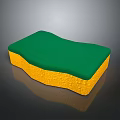 Household Cleaning Sponge With Green Top And Yellow Bottom For Daily Use