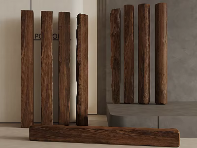 Natural Wooden Logs For Interior Decor With Rustic Texture And Modern 3d model