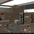Chinese Style Specialty Store with Wooden Shelves Traditional Wall Art and Various Products