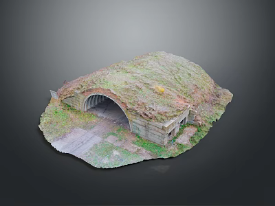 Natural Landscape Featuring Grass Covered Mound Arched Tunnel Entrance And Stone Path Ground 3d model