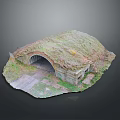 Natural Landscape Featuring Grass Covered Mound Arched Tunnel Entrance And Stone Path Ground