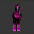 Pink And Black Horse With Feathered Wings And Geometric Patterns 3D Model Design