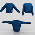 Blue Casual Sweatshirt Three Different Angles Back Side And Front Views 3d model