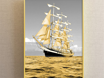 Light Luxury Landscape Painting Gold and Silver Study Landscape Boat Decorative Painting model