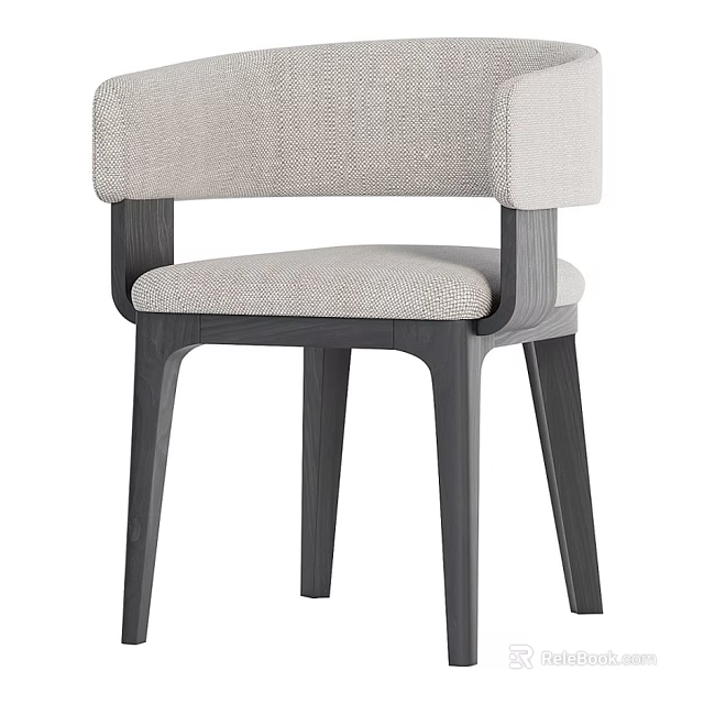 Modern Accent Chair With Light Gray Fabric Upholstery Dark Wooden Legs And Sleek Armrests 3d model 