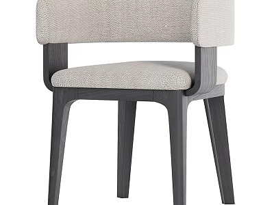 Modern Accent Chair With Light Gray Fabric Upholstery Dark Wooden Legs And Sleek Armrests 3d model