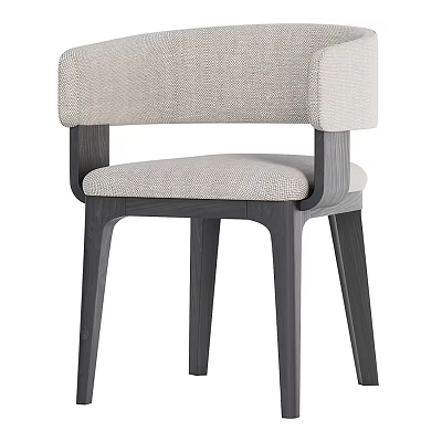Modern Accent Chair With Light Gray Fabric Upholstery Dark Wooden Legs And Sleek Armrests 3d model