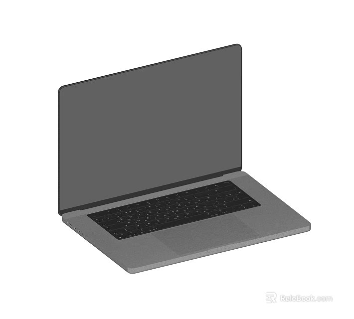 Open Laptop with Silver Body Black Screen and Keyboard Modern Design 3d model 