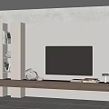 Modern TV Background Wall With Built in Shelves And Wooden Cabinet Decorative Items