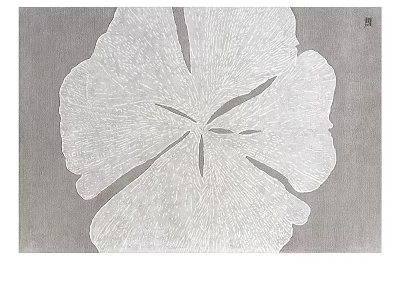Square Rug with Ginkgo Leaf Pattern Gray Background White Leaf Modern Detailed Texture 3d model