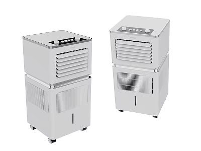 Portable White Evaporative Air Coolers With Wheels And Control Panel For Home Use 3d model