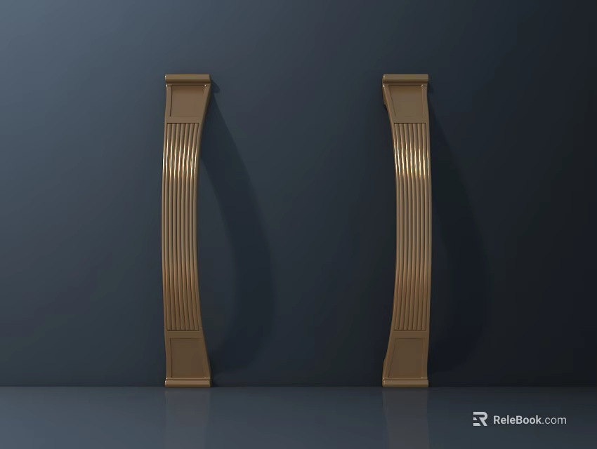 Golden Striped Furniture Handles On Dark Background With Shiny Finish 3d model 