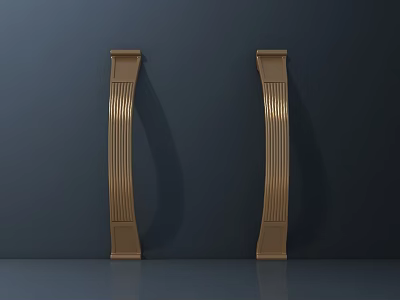 Golden Striped Furniture Handles On Dark Background With Shiny Finish 3d model