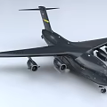 Realistic Black Military Transport Aircraft Model Featuring Four Engines Long Wings And Tail Marking