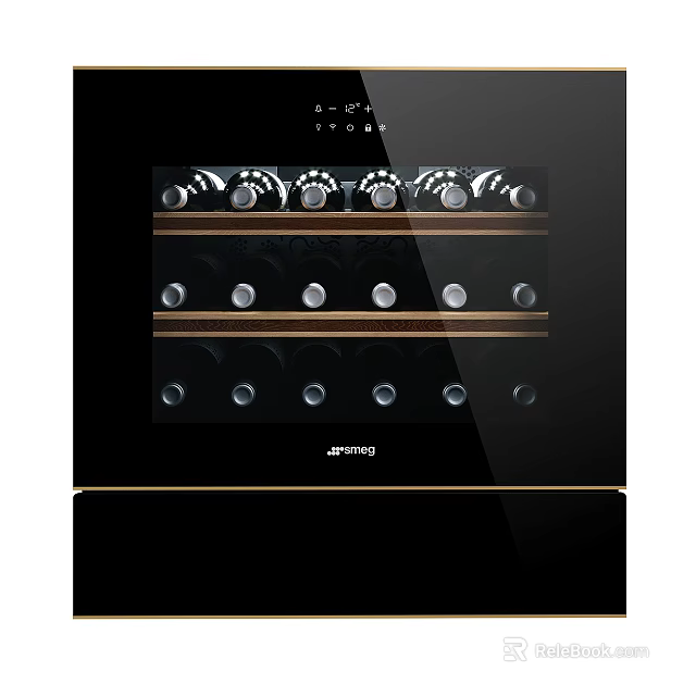 Modern Black Glass Door Wine Cooler With Multiple Storage Shelves By Arimno 3d model 