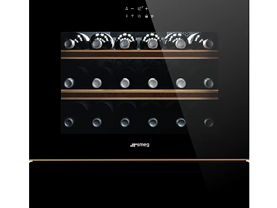 Modern Black Glass Door Wine Cooler With Multiple Storage Shelves By Arimno 3d model