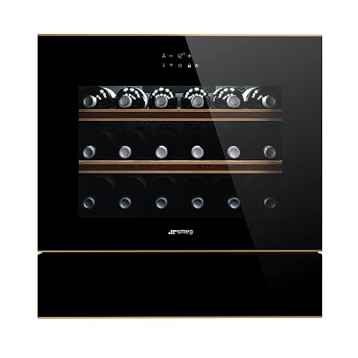Modern Black Glass Door Wine Cooler With Multiple Storage Shelves By Arimno 3d model