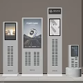 White Commercial Floor Standing Devices With Digital Screens And Power Link Charging Functionality 3d model