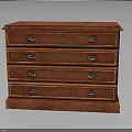 Solid Wooden Chest of Drawers with Five Drawers and Metal Handles Design