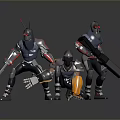 Game Movie Characters In Futuristic Armor With Dynamic Poses And Weapons