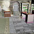 Traditional Study Interior With Arched Windows Shield Decoration Wooden Bookshelves And Writing Desk