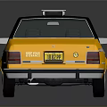 Yellow Taxi Model With Roof Sign Striped Body And Reflective Surface