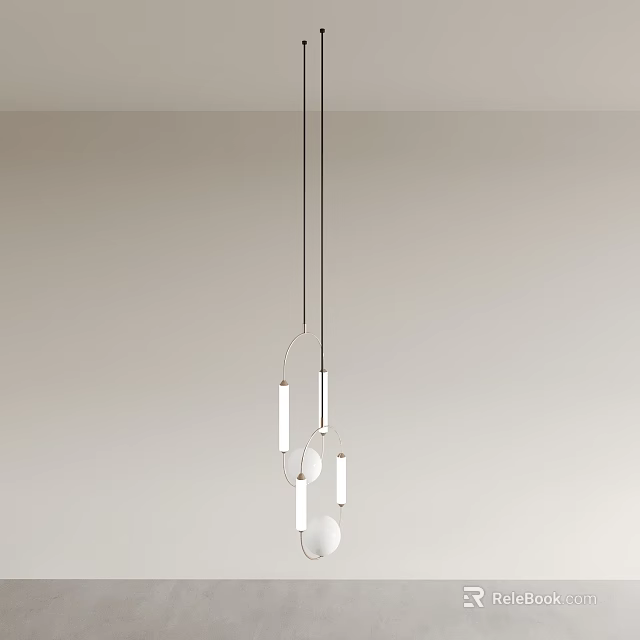 Modern Unique Shaped Chandelier With Metal Frame And Mixed Glass Light Elements 3d model 
