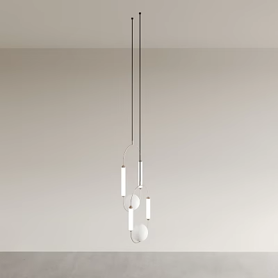 Modern Unique Shaped Chandelier With Metal Frame And Mixed Glass Light Elements 3d model