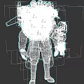 Futuristic Black Mech Game Movie Character With Orange Lights And Battle Gear