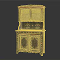 Vintage Decorative Painted Cabinet With Upper Glass Doors And Colorful Floral Patterns