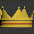 Golden Fashion Crown Accessory with Red Band Detail and Shiny Surface Reflection