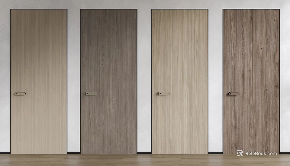 Stylish Hinged Doors in Various Wood Grain Finishes with Sleek Modern Design for Home Interiors 3d model 