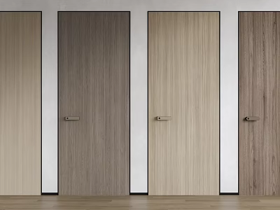 Stylish Hinged Doors in Various Wood Grain Finishes with Sleek Modern Design for Home Interiors 3d model