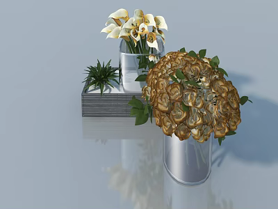 Modern Swing Door Design Featuring Glass Vase Wooden Base And Flowers 3d model