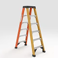 Orange And Yellow A Frame Aluminum Ladder With Multiple Steps And Anti Slip Design