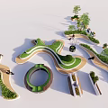 Modern Outdoor Chair with Greenery Curved Pathways in Landscape Design