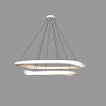 Modern White Dual Circular Pendant Light with Illuminated Rings and Suspension Design