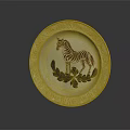 Decorative Plate Featuring Zebra Design And Green Leaf Pattern On Ornate Edge 3d model