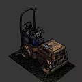 Utility Vehicle With Worn Driver Seat Steering Wheel Blue Gas Cylinder Yellow Hoses And Labels