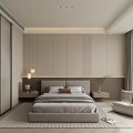 Modern Bedroom Interior Design With Large Bed Sleek Wall Panels And Floor To Ceiling Windows